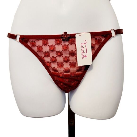 2/$20 Brand New Red Top Fashion Lace T-back Panties One Size - Picture 2 of 4